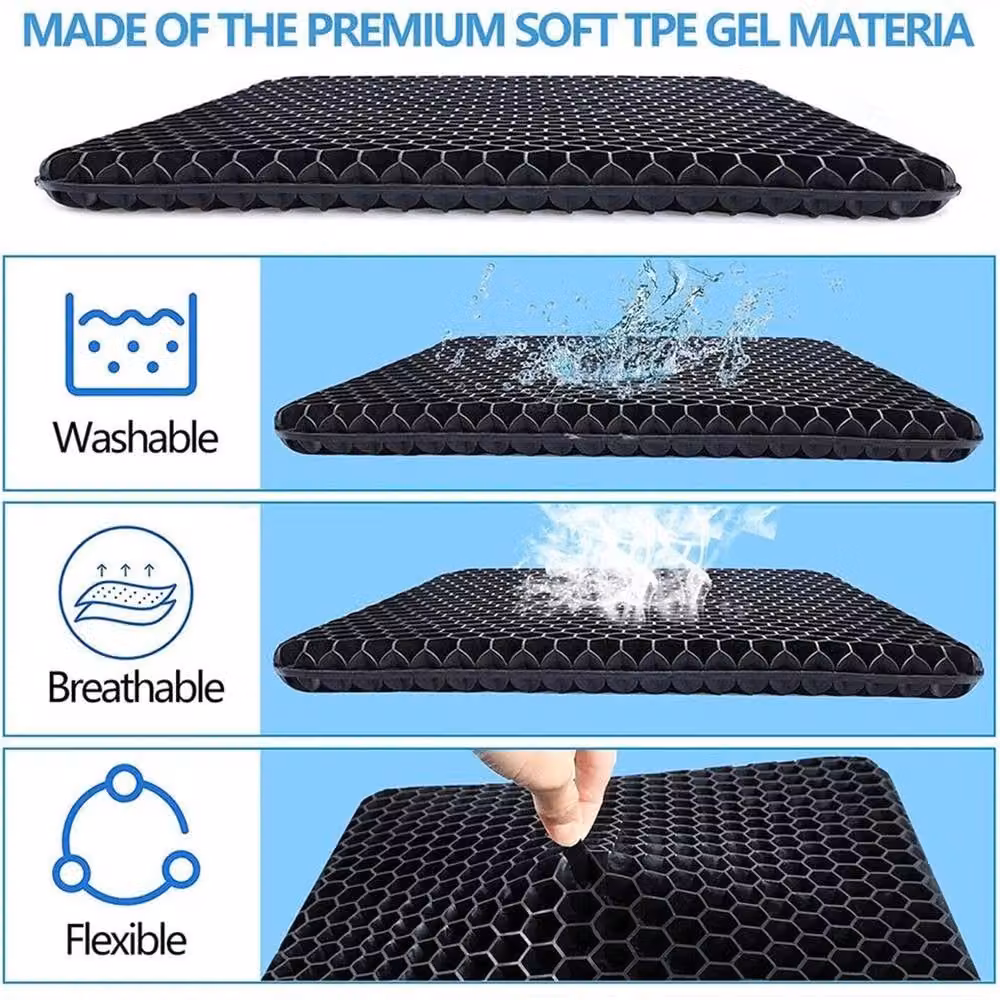 NESTLUNE Breathable Double Thick Gel Seat Cushion Pillow in Black, W/D: 120 x 120 cm – 4