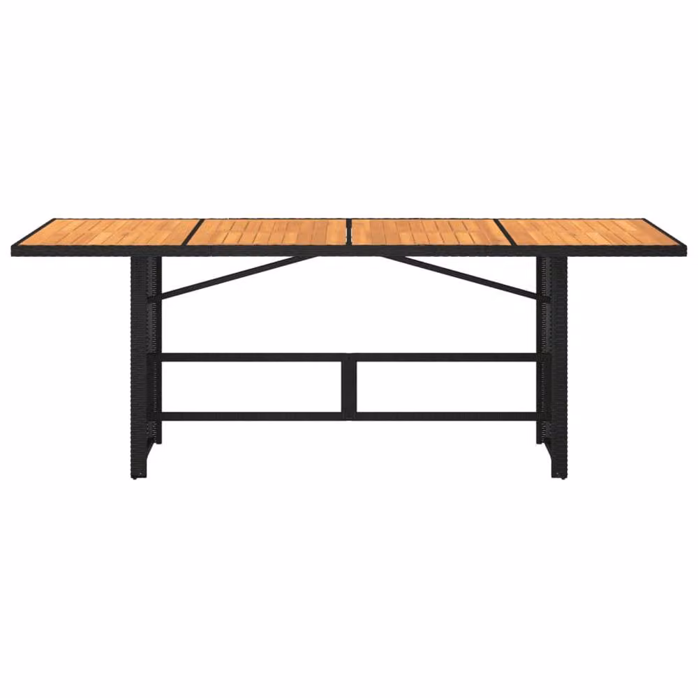 Berkfield Home Extendable Garden Table with Black Poly Rattan and Acacia Wood Top, W: 190 cm, D: 80 cm, H: 75 cm – 4
