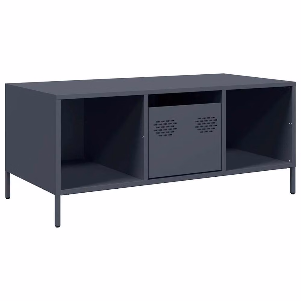 Berkfield Home Sturdy Anthracite Coffee Table in Dark Grey Metal, W/D/H: 101.5 x 50 x 43.5 cm – 3