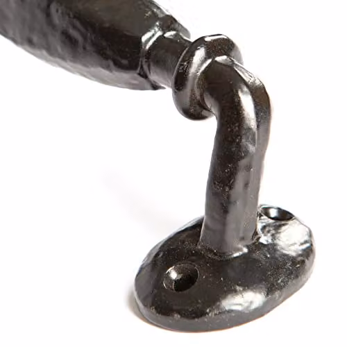 Hammer and Tongs Matt Black Offset Wrought Iron Door Handle, Height: 160 mm – 2