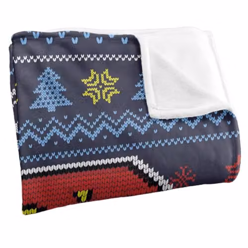 LOGOVISION Superman Ugly Christmas Sweater Logo Soft Fleece Throw Blanket, White, W: 152 cm, D: 127 cm – 2