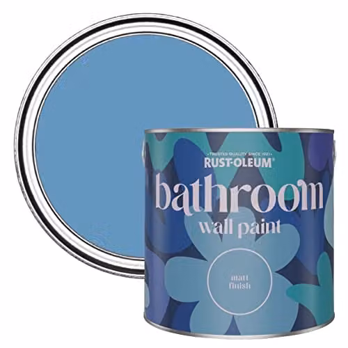 Rust-Oleum Matt Blue Water-Based Bathroom Wall and Ceiling Paint, 2.5L