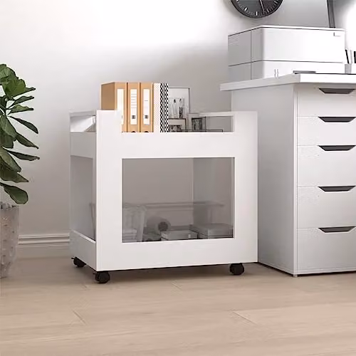 vidaXL Mobile Under Desk Trolley in White MDF with Castors for Home and Office – 2