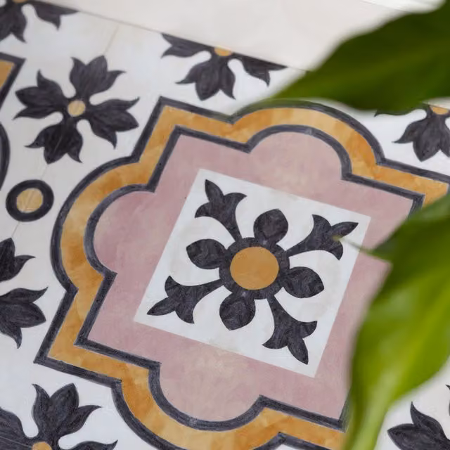 Quadrostyle SYRACUSE Pink Floral Adhesive Wall Tile and Furniture Vinyl Stickers, 15 cm