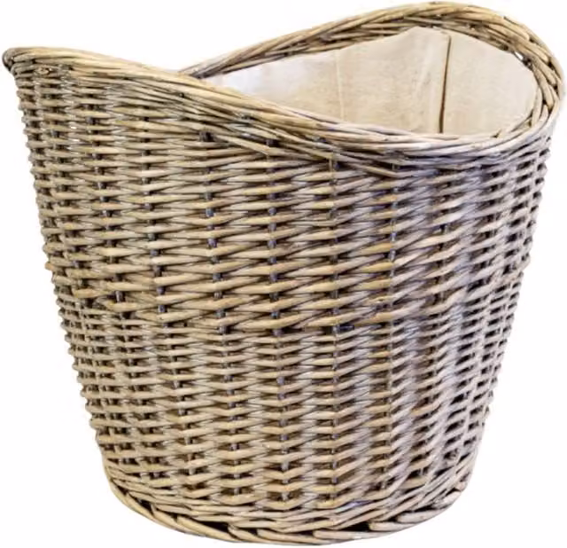 Four Candle Grey Oval Willow Log Basket with Hessian Liner – 1