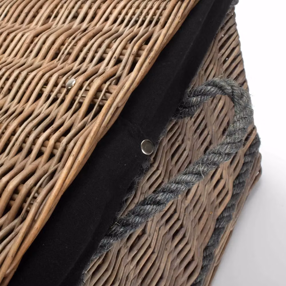 Red Hamper Antique Wash Picnic Basket with Rope Handles in Taupe, W: 72 cm – 4