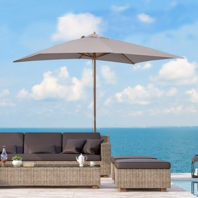 Outsunny Wooden Garden Parasol Sun Shade in Light Grey, W 3 m x D 2 m