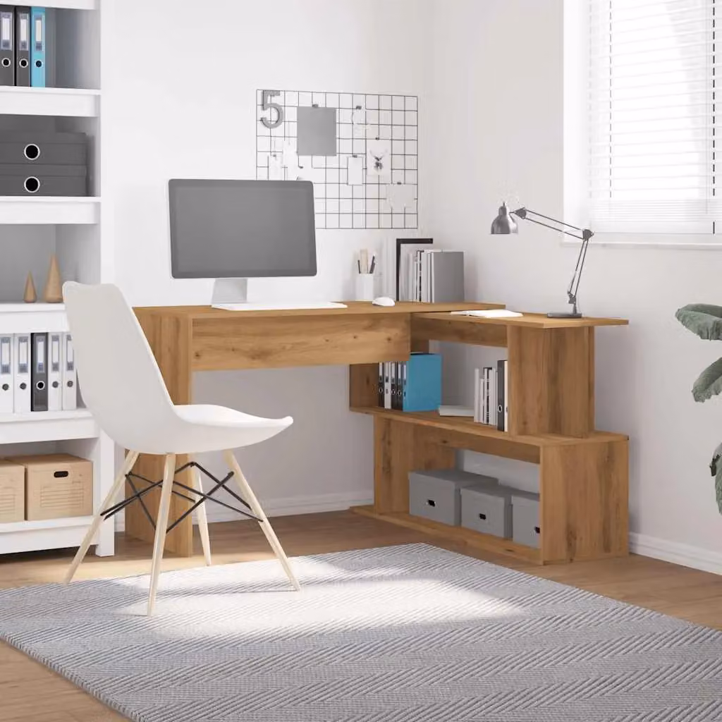 Berkfield Home Artisan Oak Corner Desk in Brown, W/D/H: 200.5 x 50 x 76 cm – 3