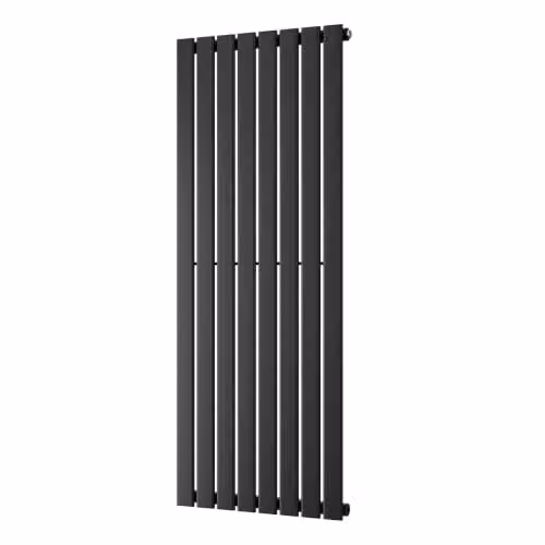 UK Radiators Typhoon Black Flat Tube Vertical Designer Radiator, H 140 cm x W 54.4 cm – 2