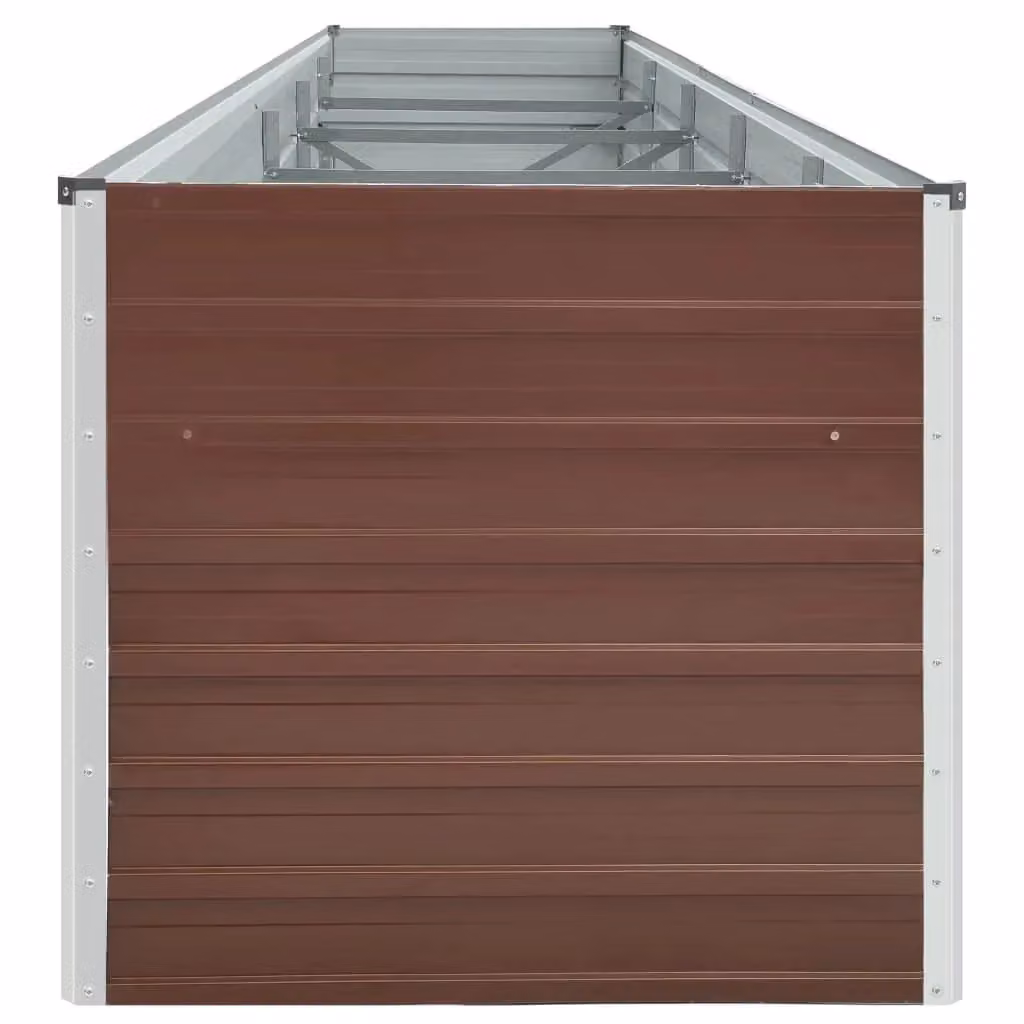 Berkfield Home Garden Brown Galvanised Steel Raised Bed W: 400 cm, D: 80 cm, H: 45 cm – 3