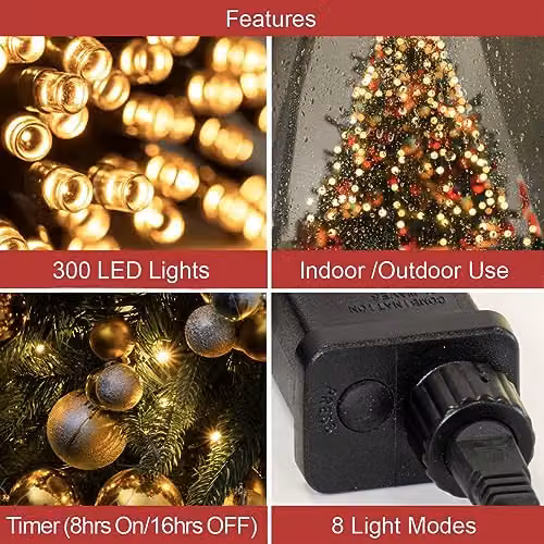 The Christmas Workshop 73529 Vintage Gold LED Chaser Christmas Fairy Lights with Timer and 8 Light Modes, 20.9 Metres – 3