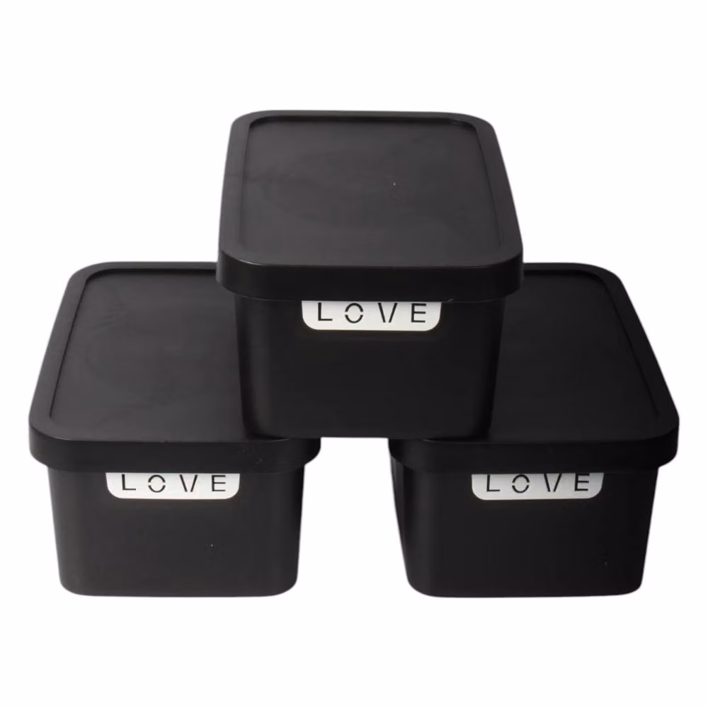 NESTLUNE Black 7.5L Plastic Storage Box with Lid – 3
