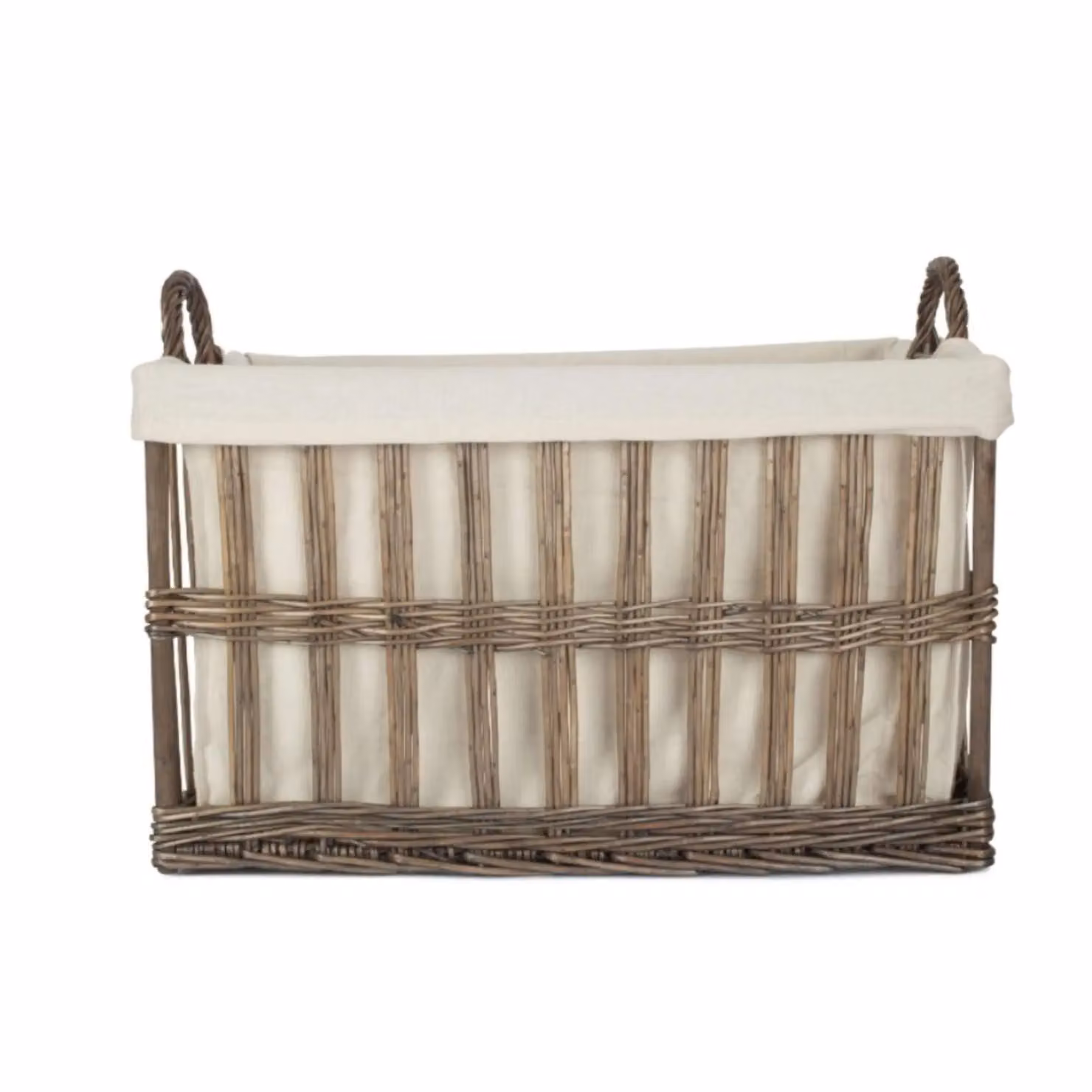 Red Hamper Malmo Openwork Wicker Laundry Basket with Removable Cotton Lining in Brown, Width: 34 cm – 2