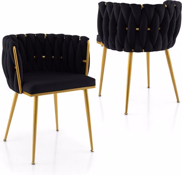 Costway Set of 2 Black Velvet Upholstered Dining Chairs
