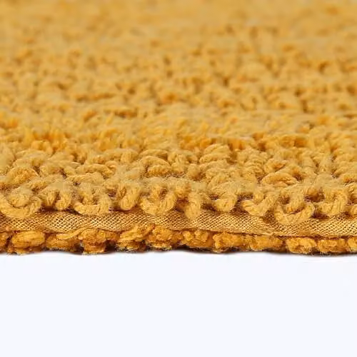 Homescapes Luxury 2 Piece Cotton Bath Mat and Pedestal Mat Set, Mustard Yellow, 1600GSM, Reversible and Non-Slip – 2