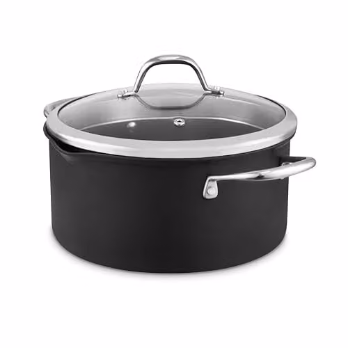 Tower Hard Anodised 24cm Casserole Dish with Tempered Glass Lid and Ceramic Non-Stick Coating, Grey – 1