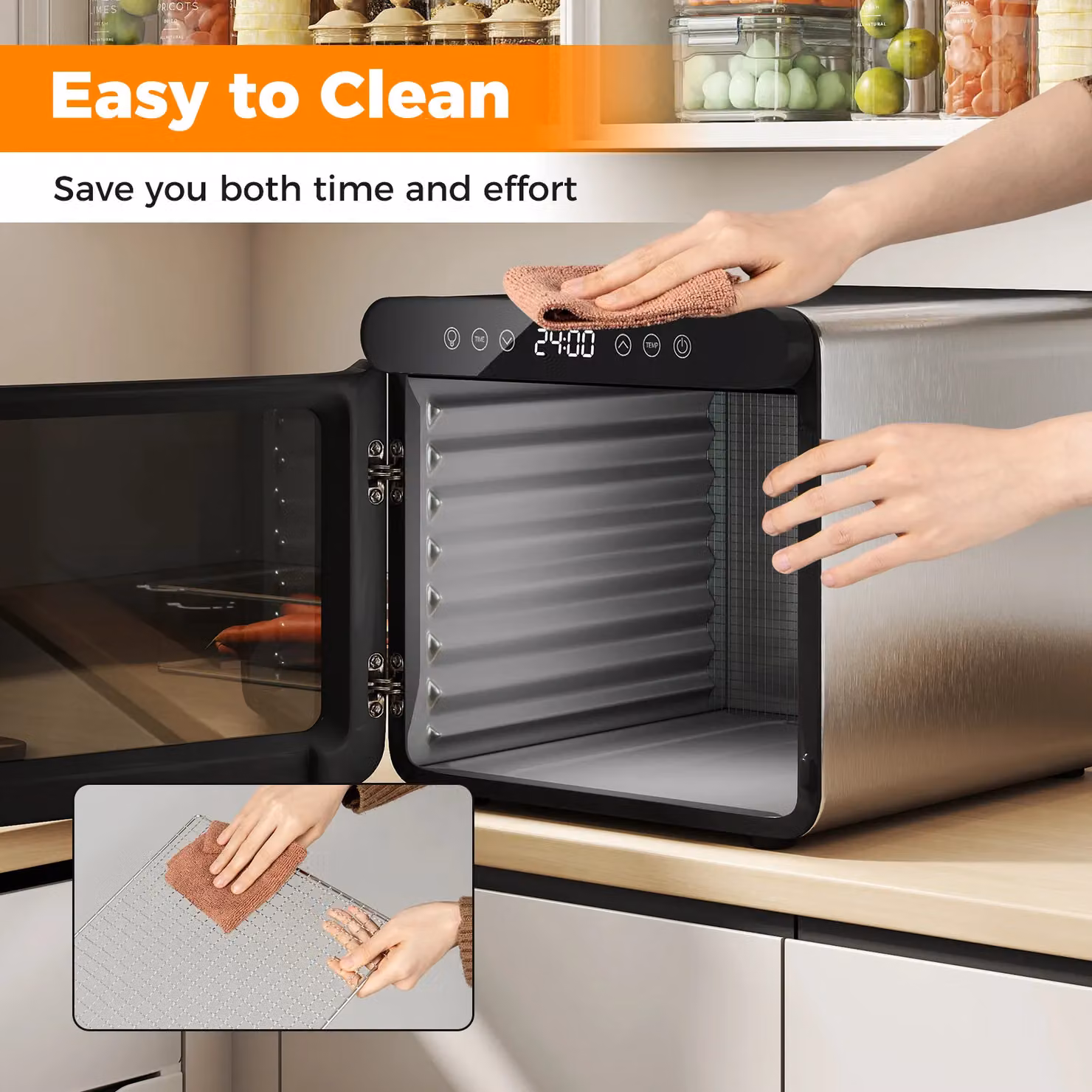 Gymax Food Dehydrator with 7 Stainless Steel Trays and 1-24H Timer in Silver – 6