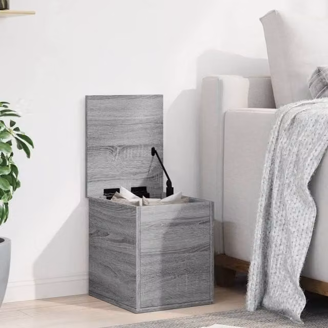 Berkfield Home Grey Sonoma Storage Box in MDF, W/D/H: 30 x 35 x 35 cm