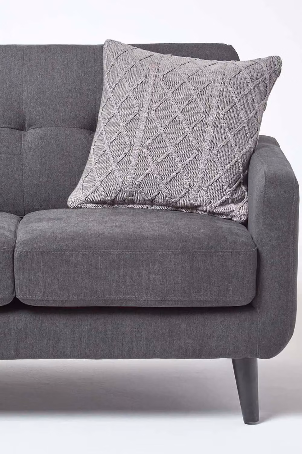 Homescapes Grey Diamond Cable Knit Cotton Cushion Cover, W/D/H: 45 x 45 x 45 cm – 2