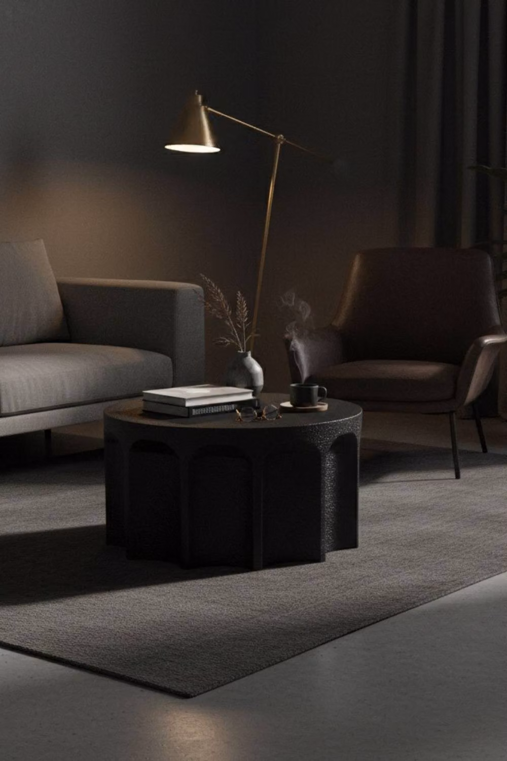 IH Design Otis Multi Arch Low Coffee Table in Black, W/D/H: 70 x 70 x 40 cm – 3