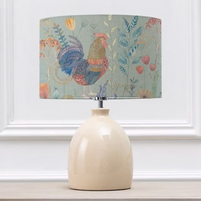 Voyage Maison Leura Ceramic Table Lamp with Bilbury Eva Fabric Lampshade in Blue and Beige