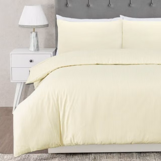 MHG Living Modern Striped Duvet Cover and Pillowcase Set in Beige and Yellow, W: 230 cm, H: 200 cm
