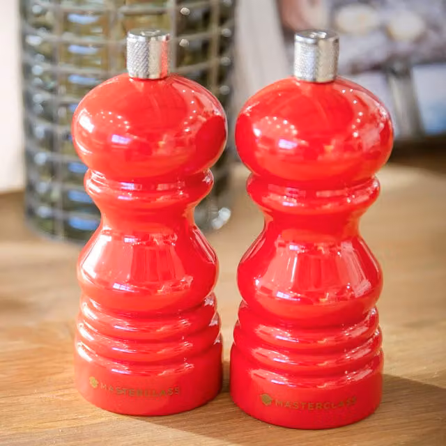 MasterClass Set of 2 Red Capstan Salt and Pepper Mills with Interchangeable Ceramic Caps, 0.25 kg