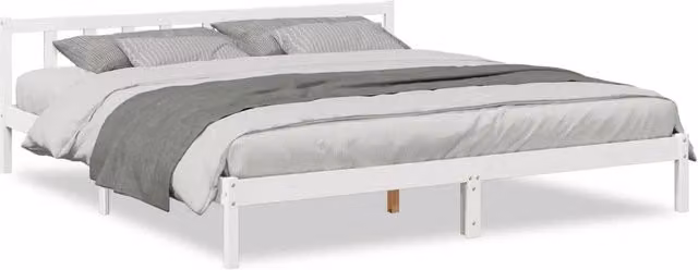 Berkfield Home Extra Long Solid Wood Pine Bed Frame in White, W/D/H: 180 x 220 cm