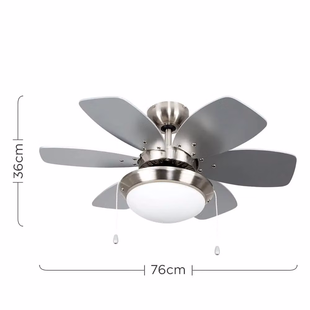 ValueLights Spitfire 6 Blade Ceiling Light Fan in Chrome and Black/Silver – 3