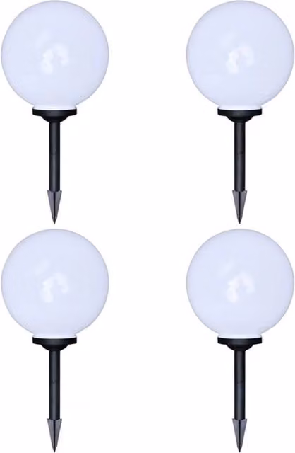Berkfield Home Solar LED Outdoor Pathway Lamps with Ground Spike, 4 Piece Set, White, Height: 30 cm