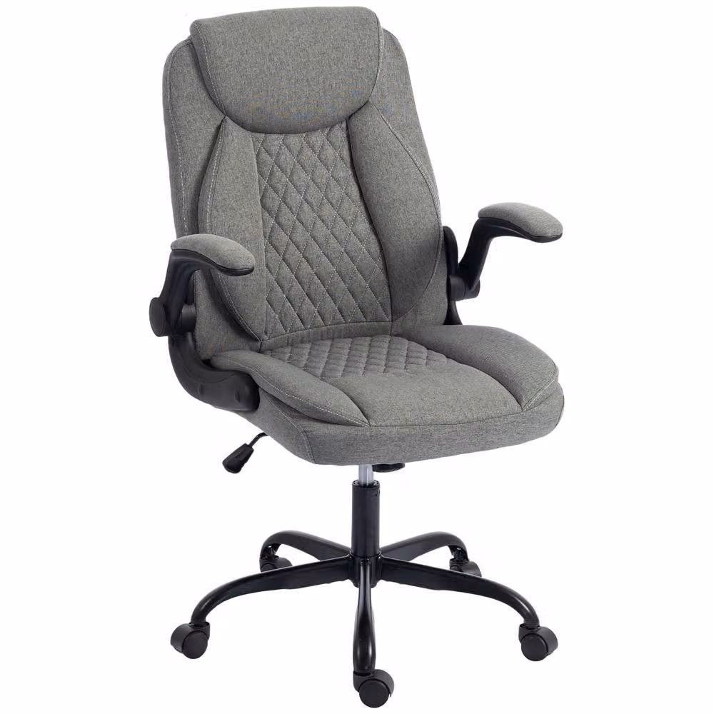 STILVORA Grey Fabric Office Chair with Flip-Up Armrests and Swivel Motion – 5