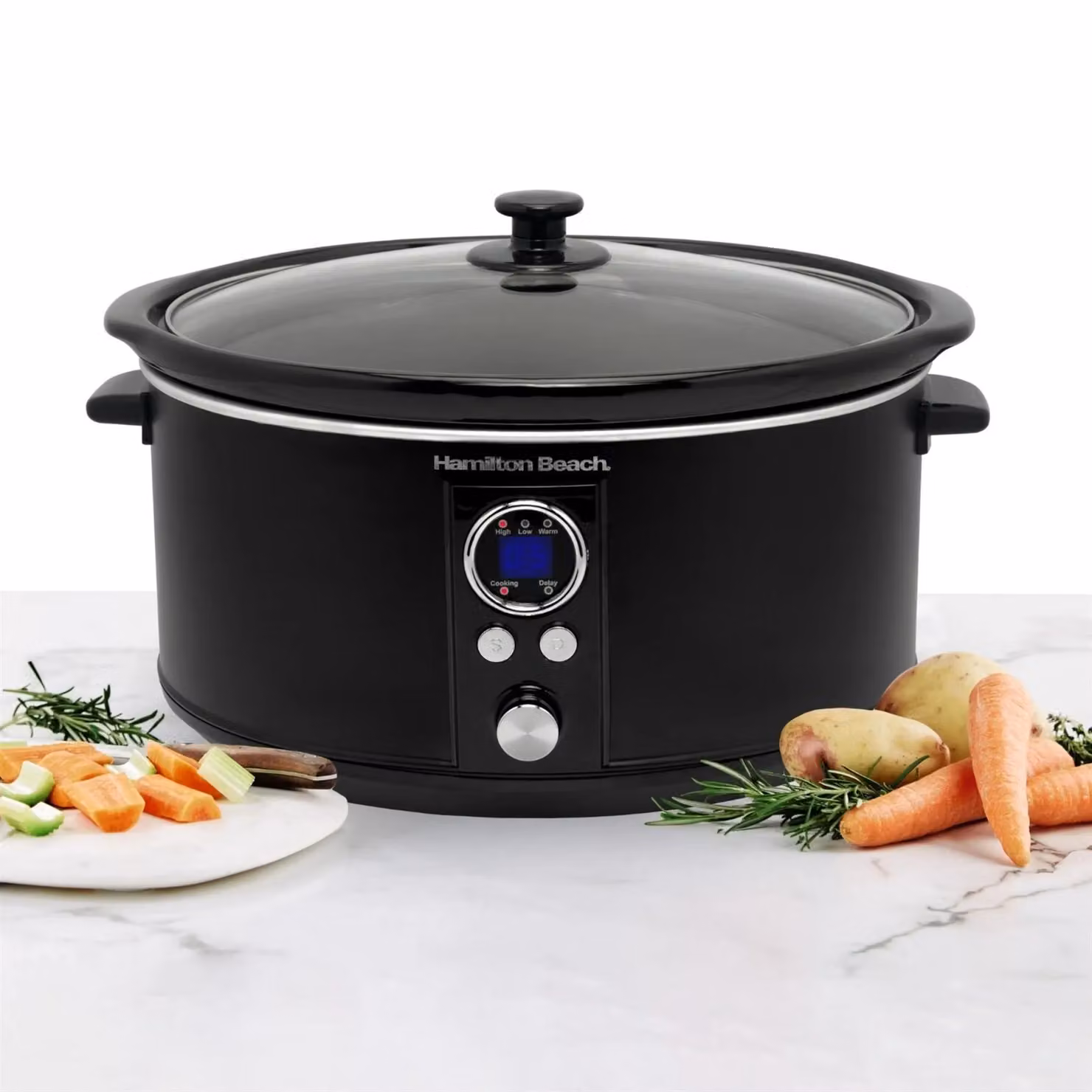 Hamilton Beach 6.5L Digital Oval Slow Cooker in Black and Copper with 320W Power and Dishwasher Safe Ceramic Bowl – 2
