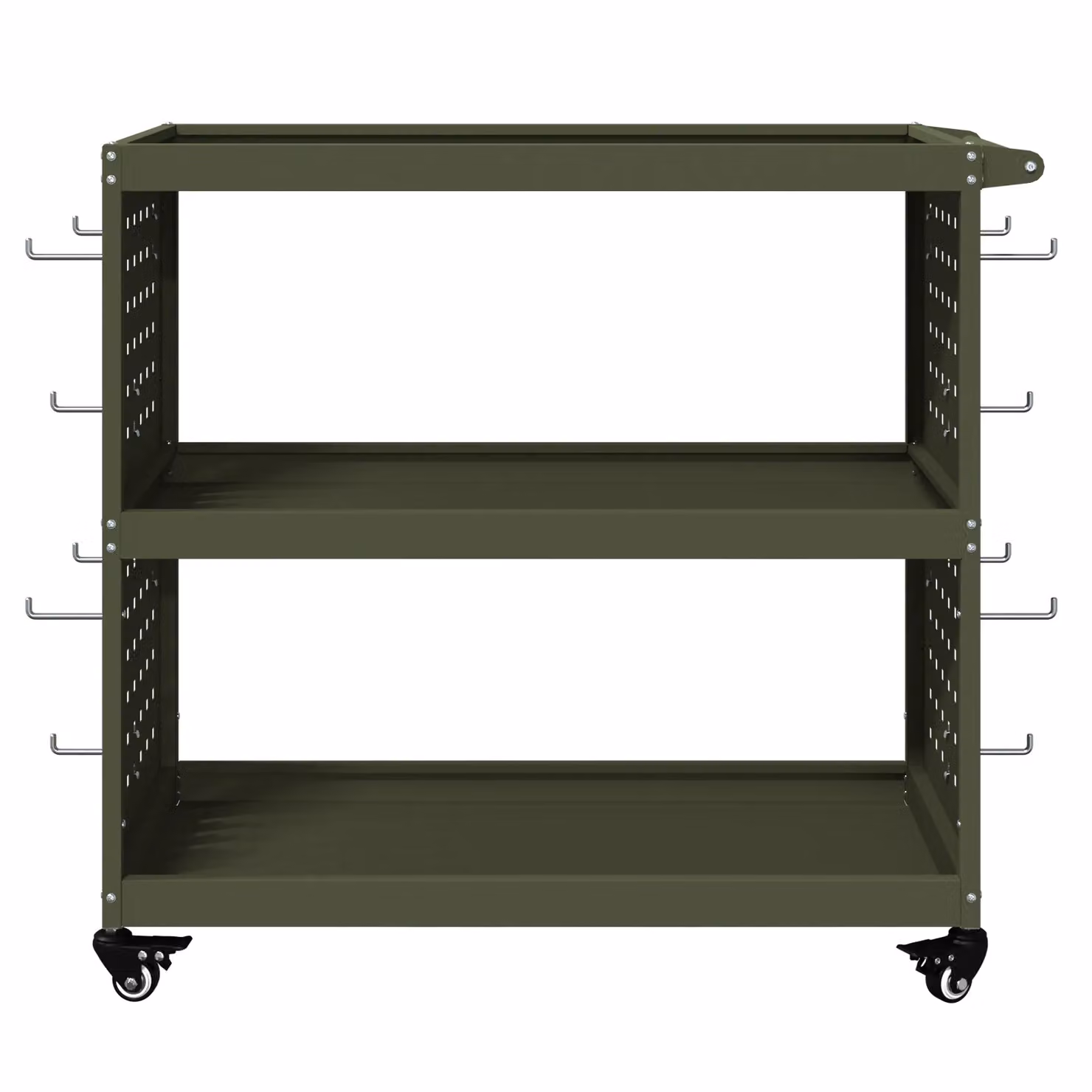 Berkfield Home Tool Trolley with Shelf and Wheels, Olive Green Powder-coated Steel, W/D/H: 75.0 x 35.0 x 73.0 cm – 5