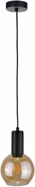 Netlighting Jantar Slim Suspended Pendant Ceiling Light in Black with Glass Sphere, Diameter: 15 cm, E27