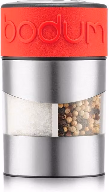 Bodum TWIN Salt and Pepper Grinder Set in Red with Stainless Steel