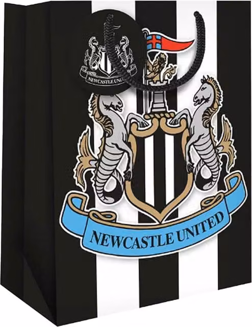 Newcastle United FC Crest Paper Gift Bag in Black, White and Blue