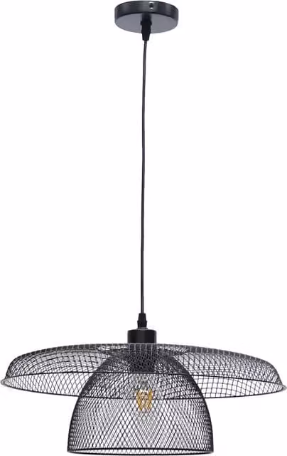First Choice Lighting Cassidy Single Pendant Ceiling Light in Black Metal with Dimmable LED and Adjustable Height