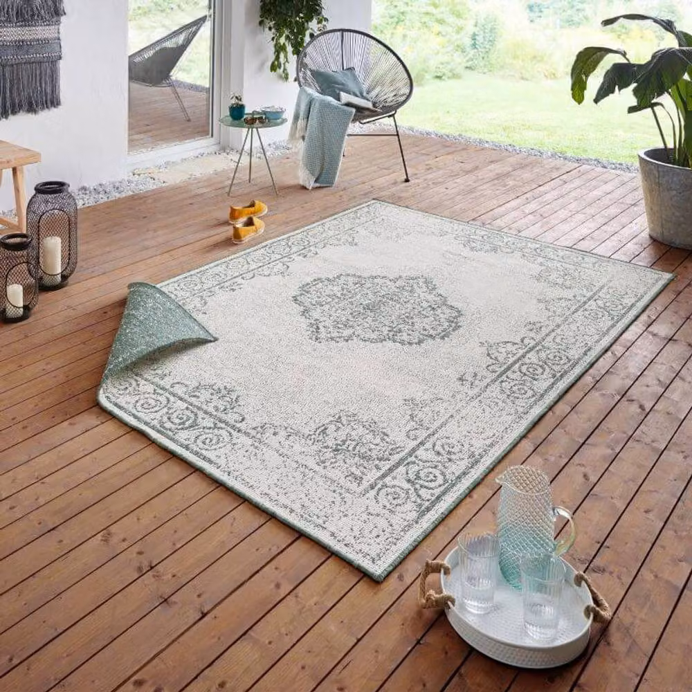 THE RUGS Cebu Reversible Indoor Outdoor Flatweave Polypropylene Rug in Green, W/D: 160 x 230 cm – 2