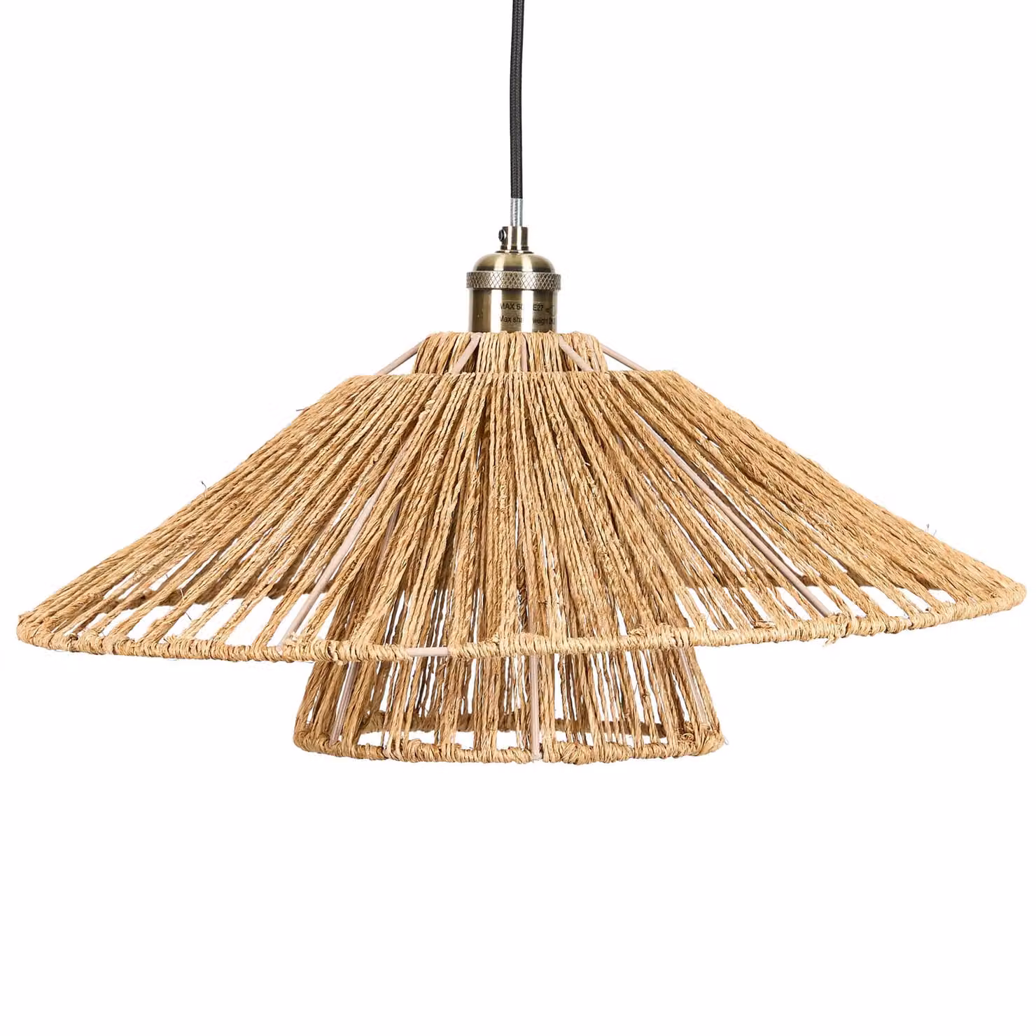 Dibor Fanned Natural Jute Rope Ceiling Light Shade in Beige, H: 20 cm, D: 48 cm – 2
