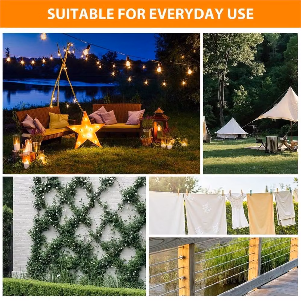 EONLION Silver Stainless Steel and PVC Garden Wire Cable Rope for Climbing Plant Support, Length: 100 cm – 4