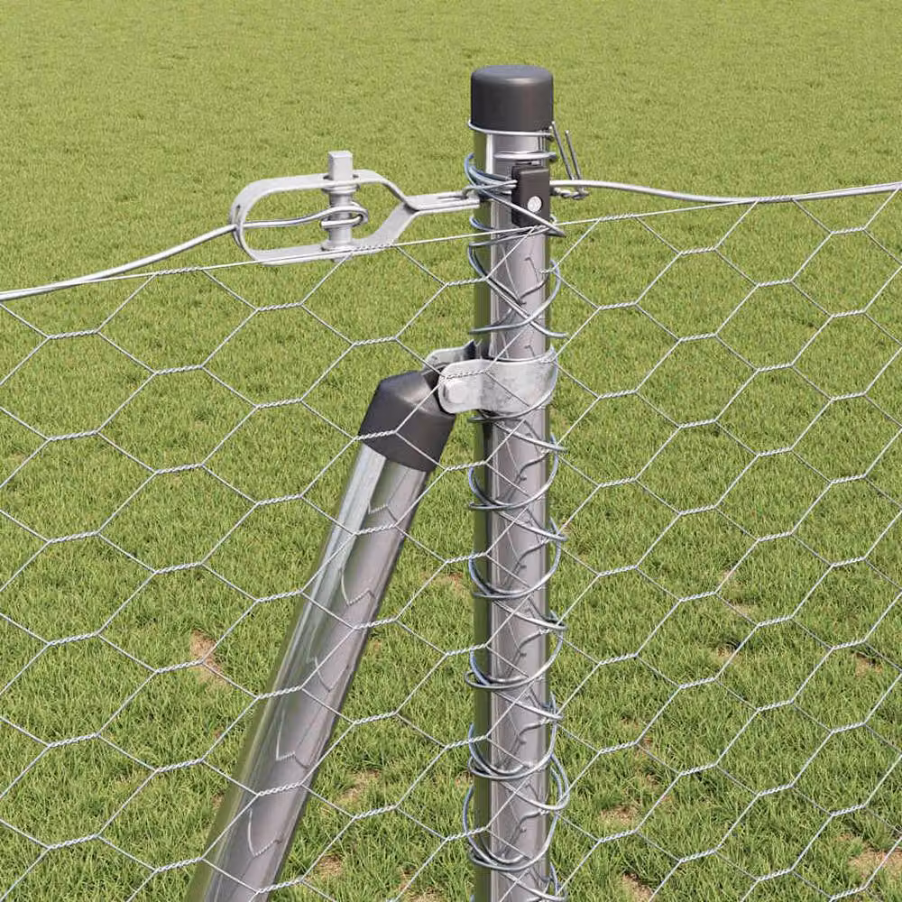 Berkfield Home Galvanised Steel Fencing Set of 2, Silver, W: 25 m, H: 1.2 m – 3