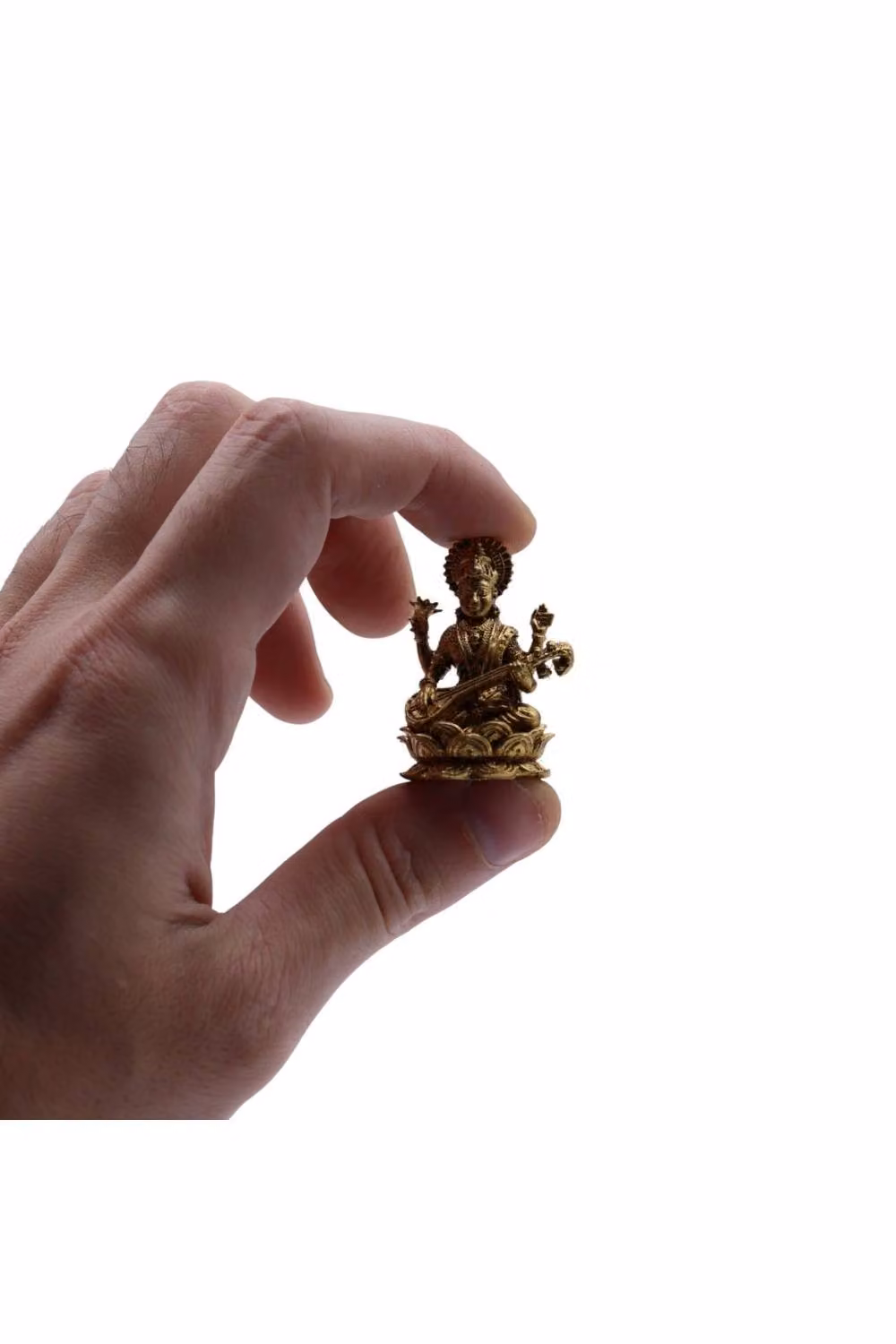 KDMD Brass Saraswati Miniature Statue in Gold and Bronze Metal for Tabletop Decor – 2