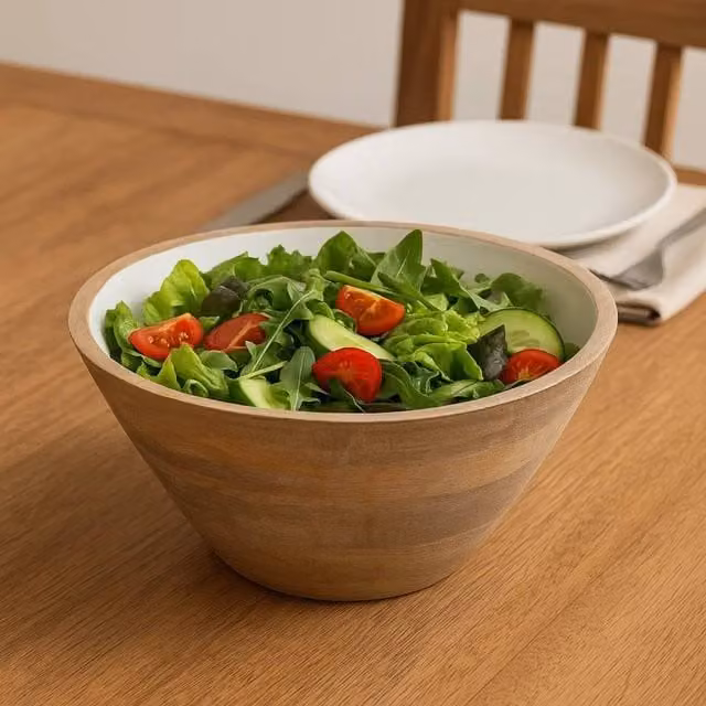 Orsina Kara Large Round Wooden Serving Bowl in Beige – 1