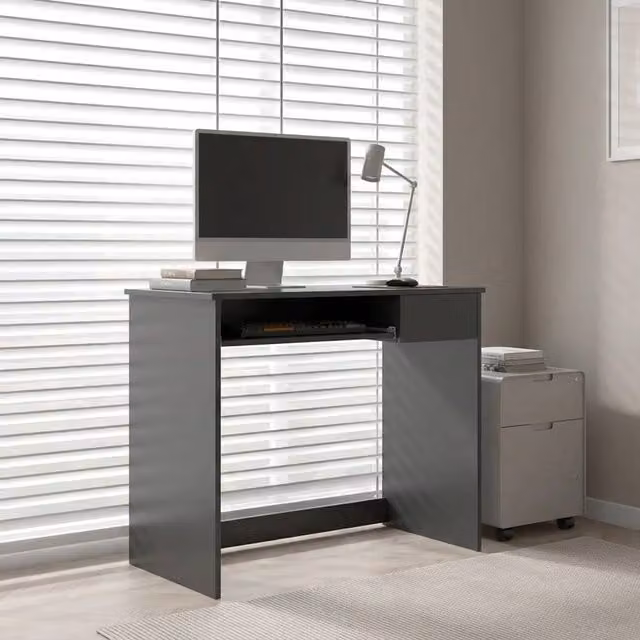 STILVORA Modern Computer Desk with Keyboard Tray and Drawer, Grey – 1