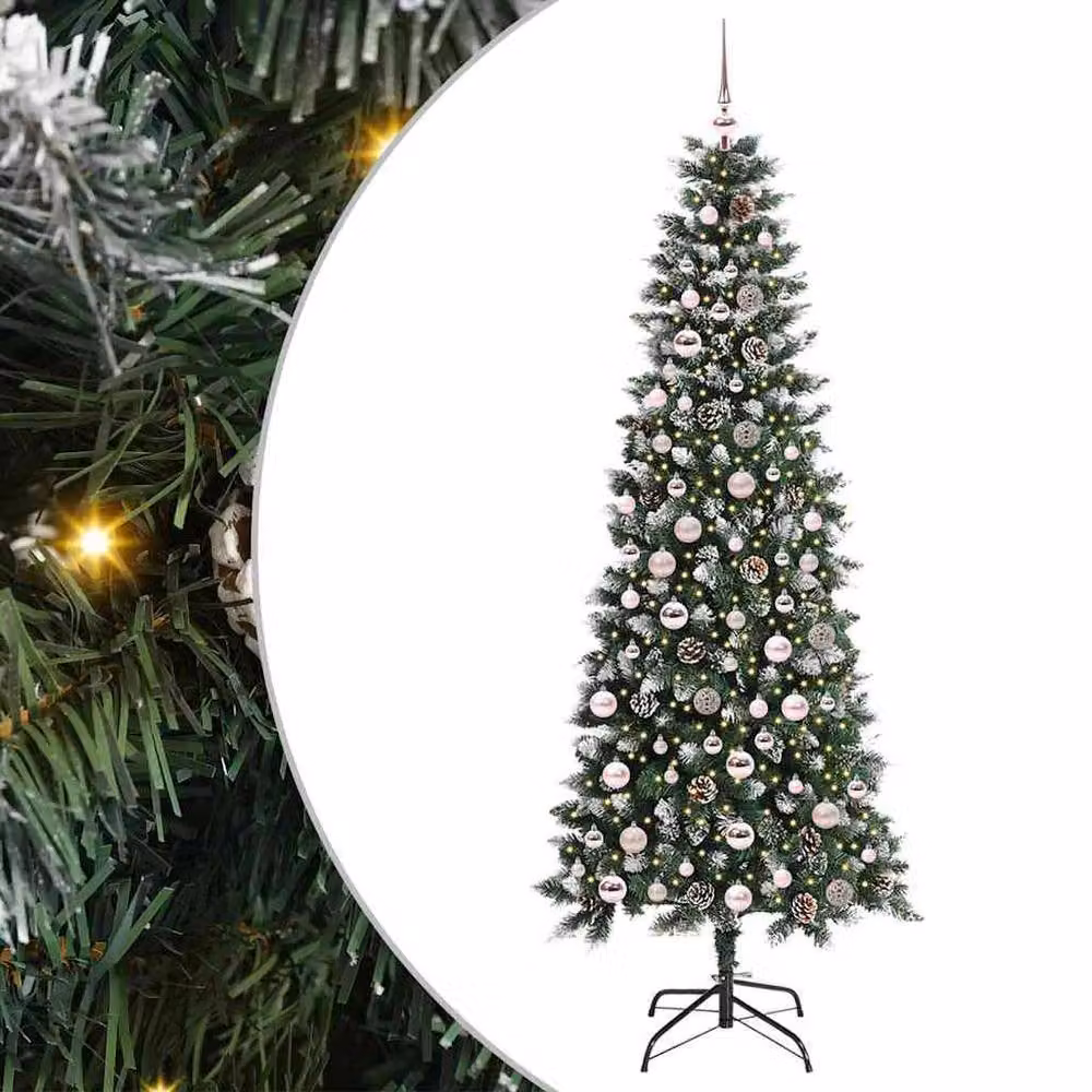 Berkfield Home Artificial Christmas Tree with 300 LEDs, Green, W/D/H: 86 x 86 x 210 cm – 2