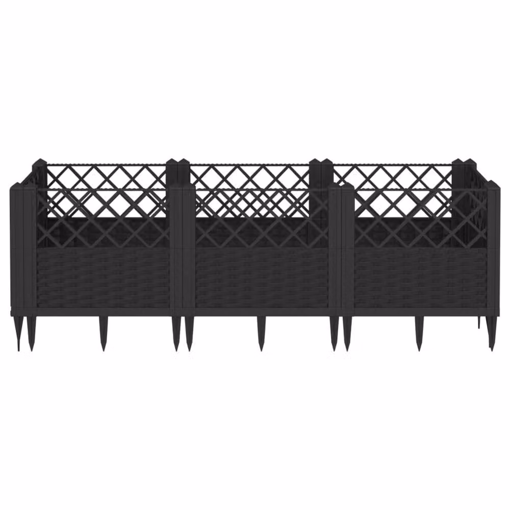 Berkfield Home Garden Raised Bed Planter with Pegs, Black, W: 123.5 cm, D: 43.5 cm, H: 43.5 cm – 3