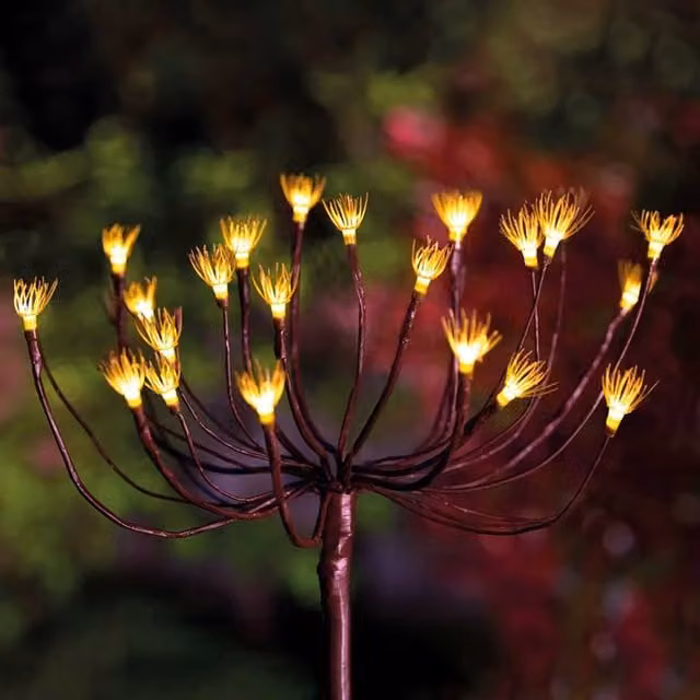 Solar Centre Wild Fennel Solar Garden Light in Brown with Warm White Illumination