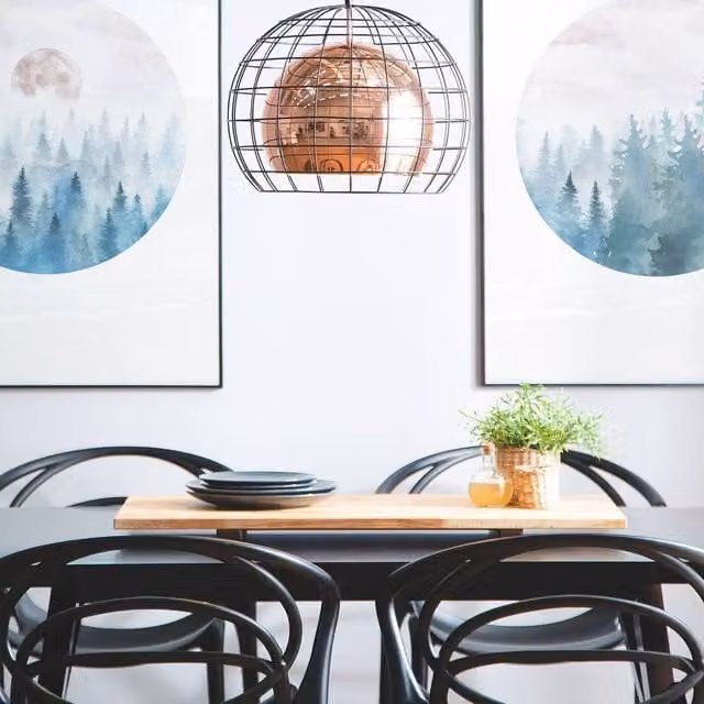 Wyld and Coco Industrial Copper and Black Suspended LED Pendant Light