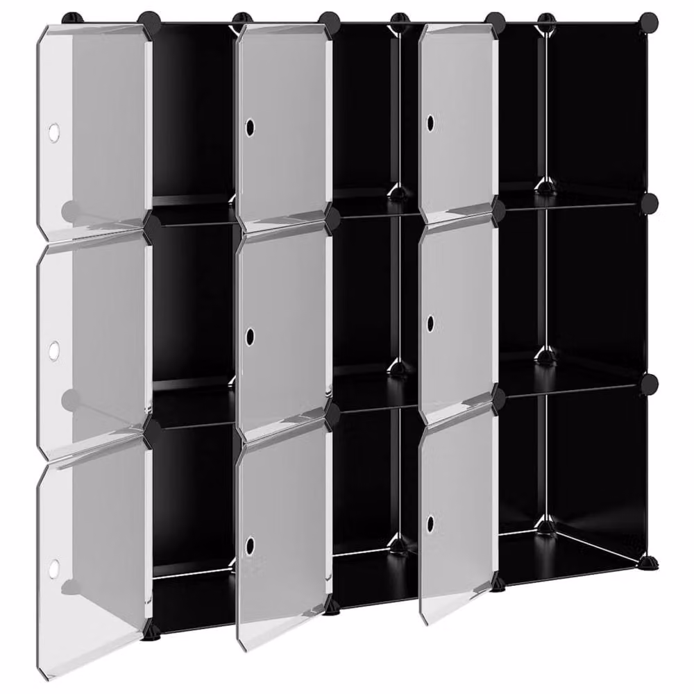 Berkfield Home 9-Cube Storage Organiser with Doors in Black – 3