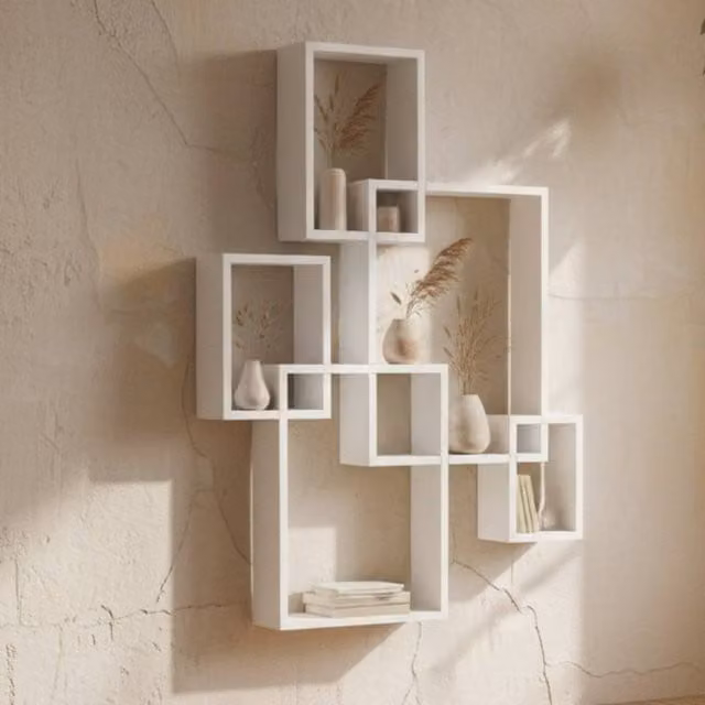 Wyld Haus Como White Interlocking Cube Wall Shelves – 1